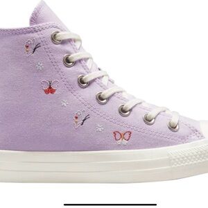 Converse CTAS butterfly wings women’s Sz 6 purple white canvas sneakers HI TOP